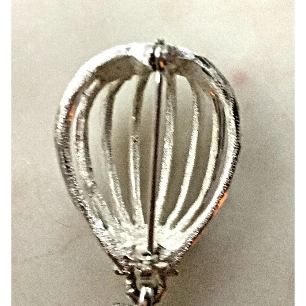 Danecraft Brooch Hot Air Balloon Pin Silver Toned Whimsical Signed